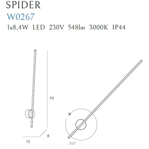 Aplica LED ambientala design modern minimalist SPIDER negru W0267 MX - Img 4