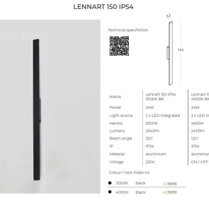 Aplica LED de exterior IP54 LENNART 4000K 57912 universul-luminii.ro