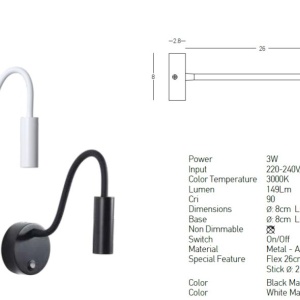 Aplica LED de perete cu brat flexibil Minimal alba 155132 universul-luminii.ro