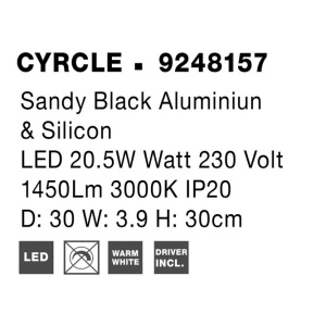 Aplica LED de perete design ambiental CYRCLE 30cm negru 204182 universul-luminii.ro