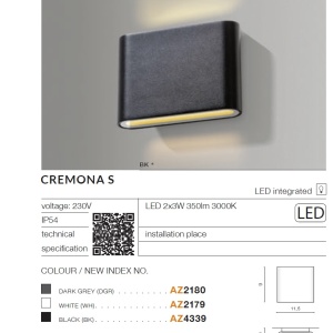 Aplica LED de perete exterior ambientala IP54 CREMONA S negru 97042 universul-luminii.ro