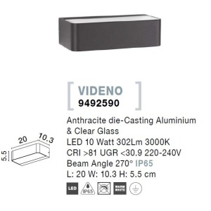 Aplica LED de perete pentru iluminat exterior IP65 VIDENO 205972 universul-luminii.ro