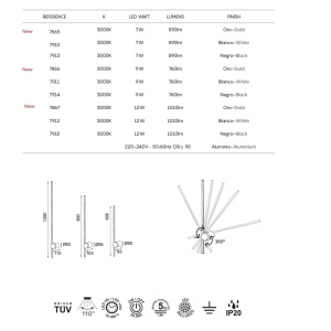 Aplica LED design liniar minimalist TOBAGO 12W aurie - Img 5