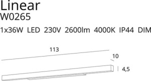 Aplica LED dimabila pentru baie cu protectie IP44 LINEAR 113cm 87592 universul-luminii.ro