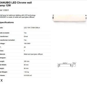 Aplica LED pentru oglinda baie moderna IP44 DANUBIO 12W 83122 universul-luminii.ro