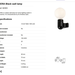 Aplica moderna design minimalist SERA neagra 83192 universul-luminii.ro
