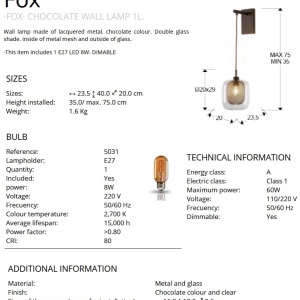 Aplica moderna dimabila Fox SV-653596 88762 universul-luminii.ro