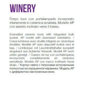 Aplica moderna din ceramica smaltuita WINERY AP1 NERO 180304 57242 universul-luminii.ro