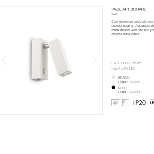 Aplica moderna, directionabila, LED PAGE AP SQUARE BIANCO 142258 - Img 2