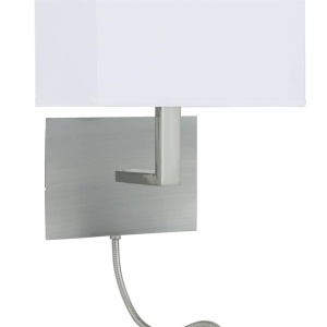 Aplica moderna eleganta cu reader Led Hotel argintiu satin 112272 universul-luminii.ro