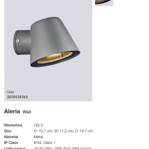 Aplica pentru perete exterior cu protectie IP44 Aleria gri 2019131010 NL 190392 universul-luminii.ro