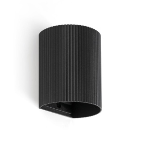 Aplica perete aluminiu striat negru, 1xGU10, SOLE round