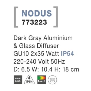 Aplica perete ambientala de exterior IP54 NODUS gri NVL-773223 79972 universul-luminii.ro