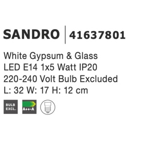 Aplica perete cu iluminat ambiental gips alb SANDRO 84912 universul-luminii.ro