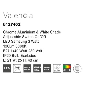 Aplica perete cu reader LED design modern Valencia NVL-8127402 77752 universul-luminii.ro
