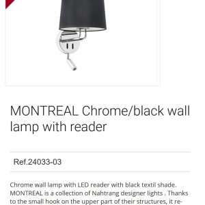 Aplica perete cu reader LED moderna design elegant MONTREAL crom/negru 92042 universul-luminii.ro