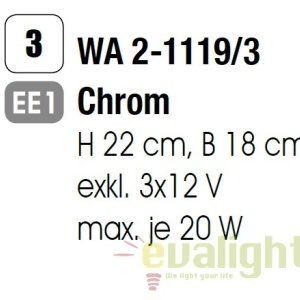 Aplica perete design elegant Alerio WA 2-1119/3 chrom OR - Img 3