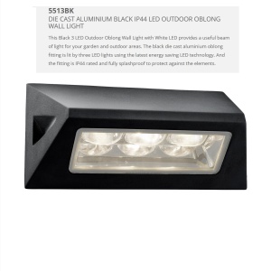 Aplica perete LED de exterior IP44 Down 5513BK SRT 75302 universul-luminii.ro