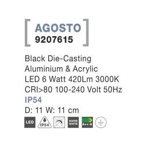 Aplica perete LED de exterior IP54 AGOSTO NVL-9207615 79052 universul-luminii.ro