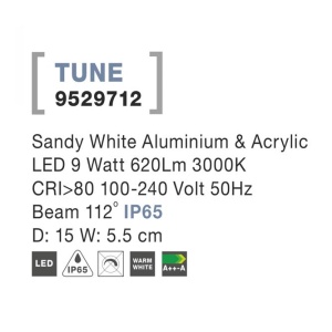 Aplica perete LED de exterior IP65 TUNE alba NVL-9529712 79572 universul-luminii.ro