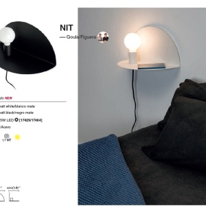 Aplica perete moderna cu raft NIT neagra stanga 01004 90002 universul-luminii.ro