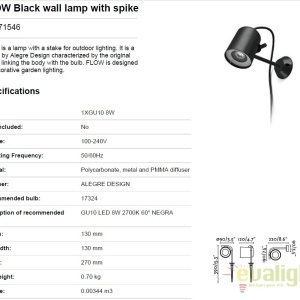 Aplica perete sau tarus exterior design modern decorativ FLOW negru 71546 174692 universul-luminii.ro