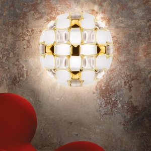 Aplica perete sau tavan design modern geometric Mida Large White-Gold 125422 universul-luminii.ro