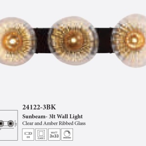 Aplica sticla transparenta si chihlimbar Sunbeam 3L 623122 universul-luminii.ro