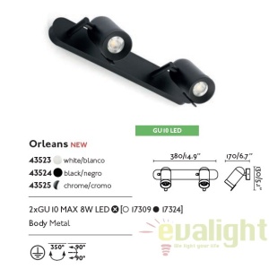 Aplica stil modern minimalist ORLEANS 2L crom 43525 48852 universul-luminii.ro