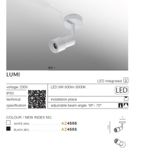 Aplica tip spot LED directionabil de perete/tavan LUMI alb - Img 6