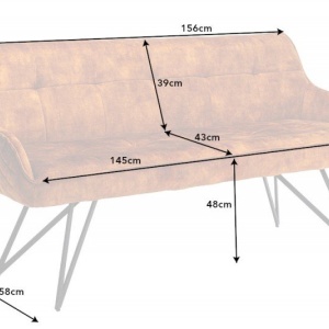 Bancheta cu aspect retro Euphoria 160cm, galben mustar - Img 2
