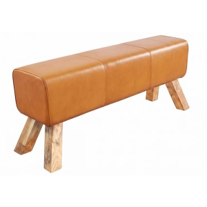 Bancheta din lemn si piele Turnbock 120cm - Img 2