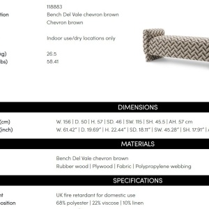 Bancheta eleganta design LUX Del Vale, Chevron brown - Img 9