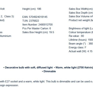 Bec decorativ Deco E27 Cone 13 Dimabil 163712 universul-luminii.ro