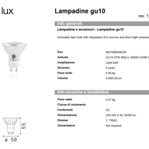 Bec LED dimabil ,GU10 7W 460lm 3000k cri90 dimm 166482 universul-luminii.ro