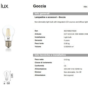 Bec LED, E27 10W 4000K cri80 transparent 166582 universul-luminii.ro