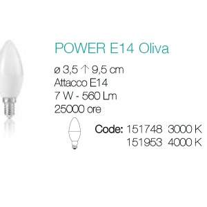 Bec LED POWER E14 7W OLIVA 4000K 151953 43602 universul-luminii.ro