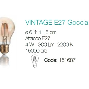 Bec LED VINTAGE E27 4W GOCCIA 151687 65102 universul-luminii.ro