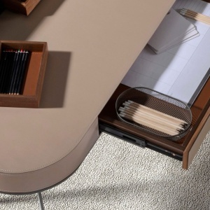 Birou deosebit design LUX Walnut-Leatherette Mink - Img 7
