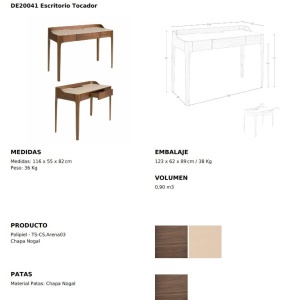 Birou deosebit design LUX Walnut-Leatherette - Img 9