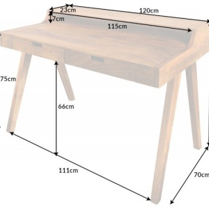 Birou design industrial-vintage Monsoon 120cm Mango natur - Img 6