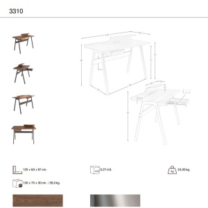 Birou modern din lemn furniruit si fibra de sticla Walnut - Img 9