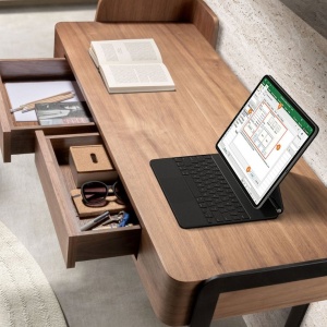 Birou modern din lemn furniruit Walnut - Img 8