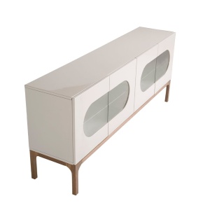 Bufet design modern cu iluminare interioara Gray and Walnut - Img 7