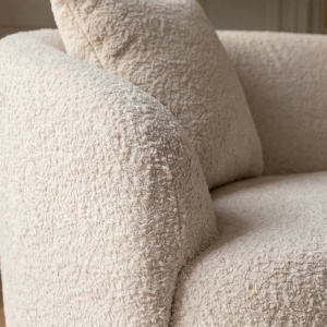 Canapea 2 locuri curbata ELEMENTAL 180cm boucle champagne beige - Img 2