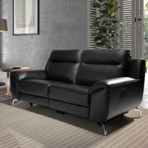 Canapea 2 locuri eleganta, design LUX cu functia relax Cowhide black