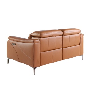 Canapea 2 locuri eleganta, design LUX cu functia relax Cowhide brown leather - Img 8