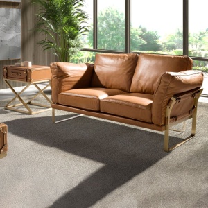 Canapea 2 locuri LUX design italian Cowhide camel - Img 4