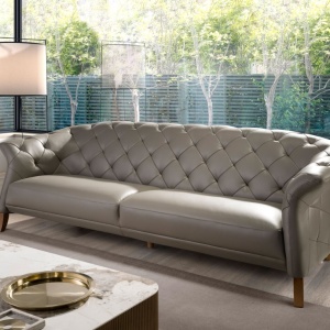 Canapea 3 locuri design LUX Chester Grey Leather - Img 6