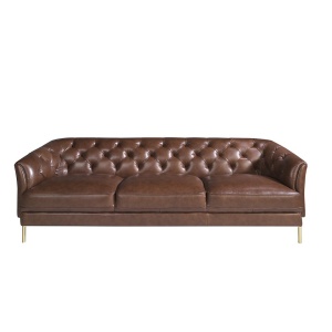 Canapea 3 locuri din piele naturala capitonata Cowhide leather brown - Img 5